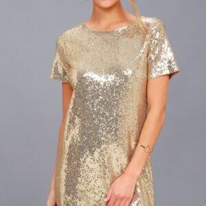 Lulus Party Hour Gold Sequin- M